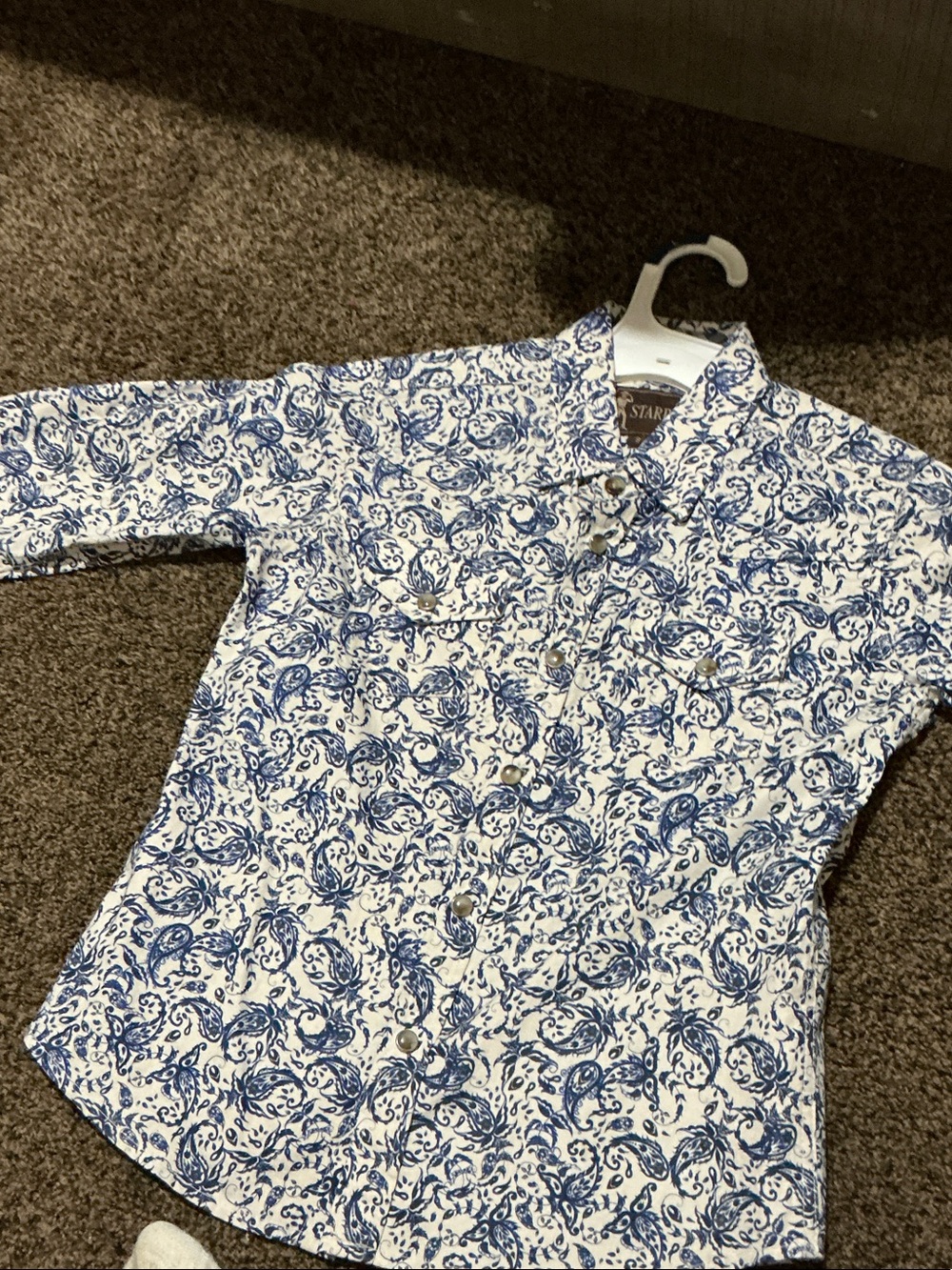Staccato White & Blue Paisley Button-Down Kids Shirt